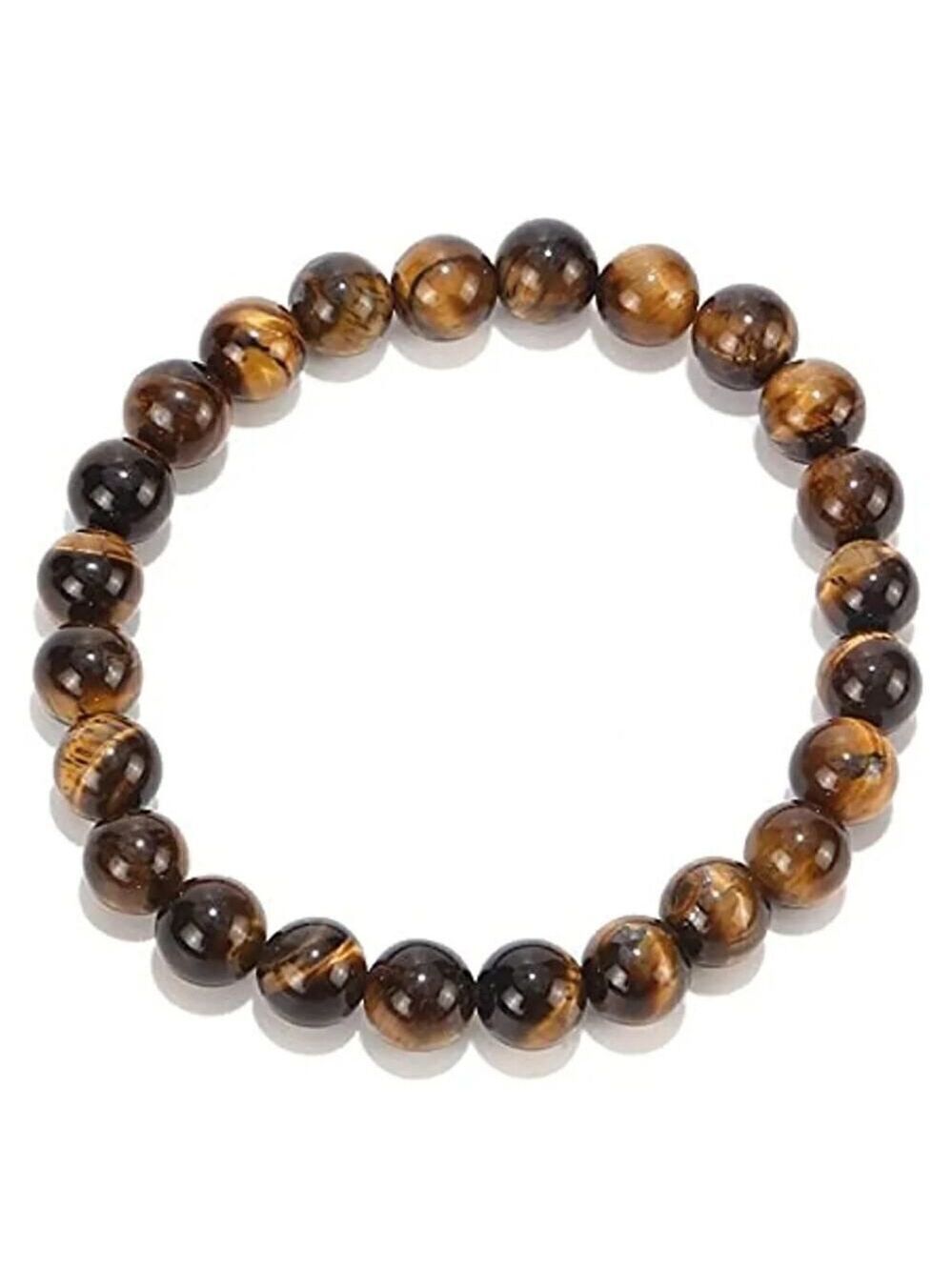 Natural Tiger Eye Stone Round Beads Volcanic Lava Bracelet (1 Pc )